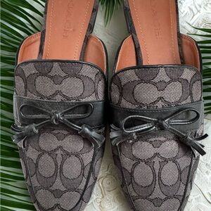 Coach Black Loafers with Signature Monogram and Leather Trim